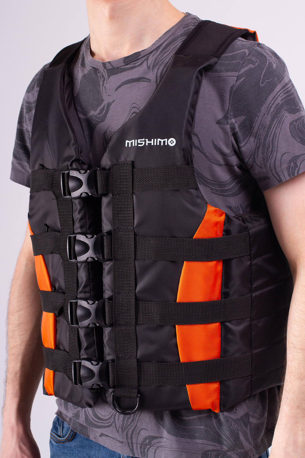 Жилет спасательный MISHIMO PRO Премиум качества Черно-оранжевый в Энгельсе